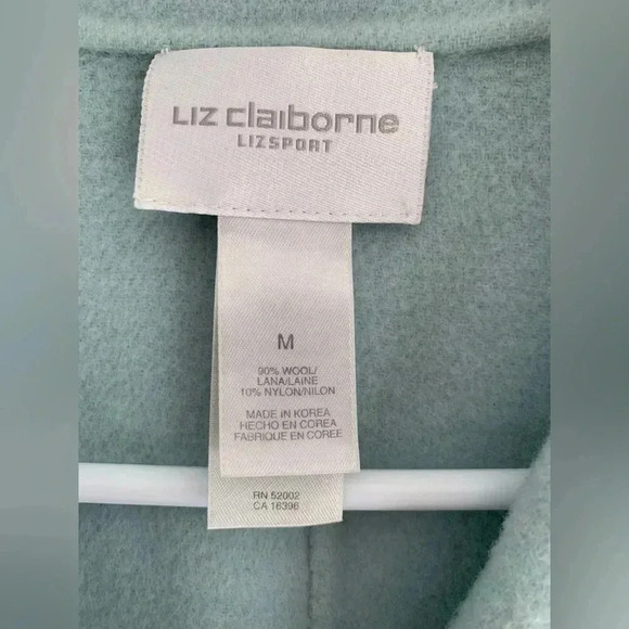 Woman’s Liz Claiborne Lizsport Light Green Wool Long Sleeve Button Jacket Size M - Picture 2 of 10